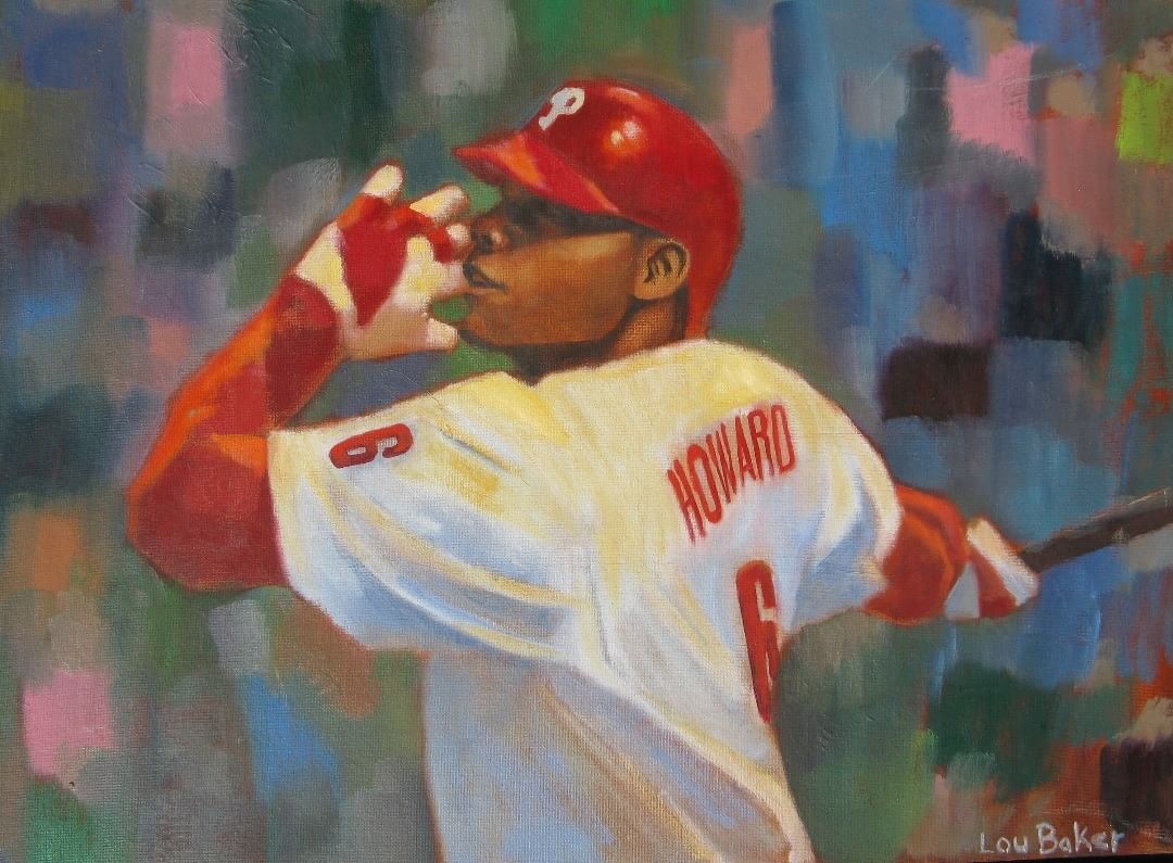 1080x795 Philadelphia Phillies Ryan Howard Original Oil Painting Art. Just - Phillies Art Painting