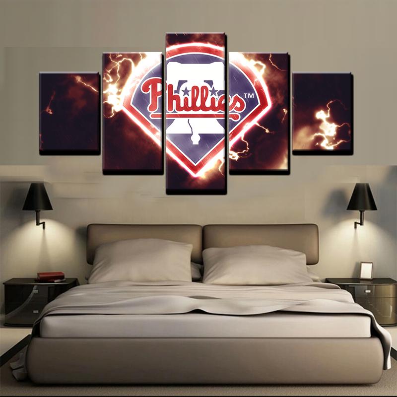 800x800 5 Piece Philadelphia Phillies Baseball Canvas Wall Art For Sale - Phillies Art Painting