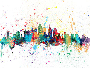 300x225 Philadelphia Posters Fine Art America - Philly Skyline Painting