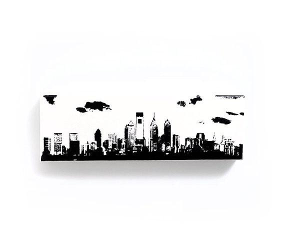 570x496 Philadelphia Skyline Canvas (12 X 4 Inch) Ink The Print - Philly Skyline Painting