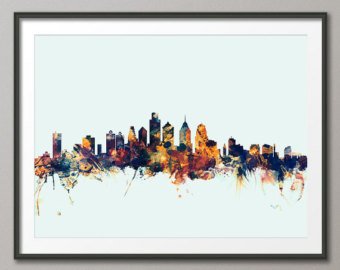 340x270 Philadelphia Skyline Etsy - Philly Skyline Painting