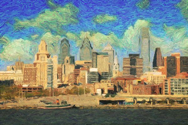 600x399 Philadelphia, Pennsylvania, Philly, Skyline, Painting - Philly Skyline Painting