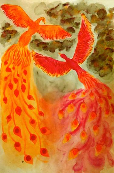 375x566 Phoenix Bird Paintings For Sale Saatchi Art - Phoenix Bird Painting