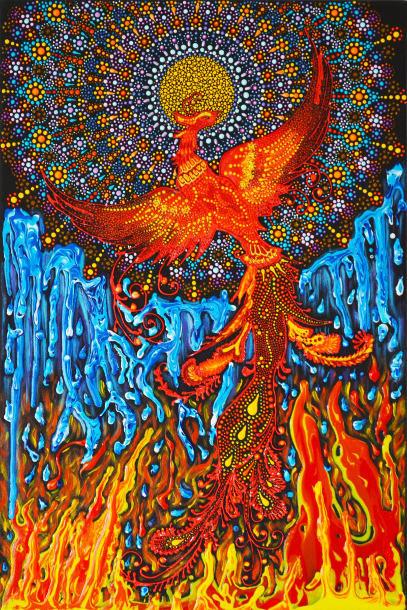 800x1200 Rising From Ashes - Phoenix Bird Painting