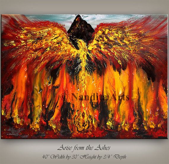570x553 Fantasy Fire Paintings Phoenix Bird Wall Art, Modern Oil Paintings - Phoenix Bird Painting