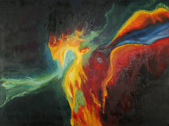570x427 Original Abstract Oil Painting Phoenix Rising - Phoenix Oil Painting