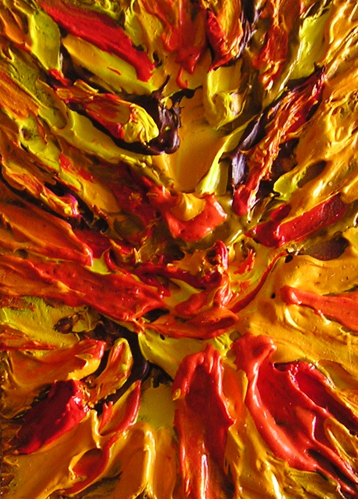 708x985 Phoenix Rising Impasto Oil Aceo Palette Knife Art Card Painting - Phoenix Oil Painting