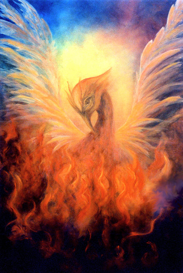 604x900 Phoenix Rising Painting By Marina Petro - Phoenix Painting