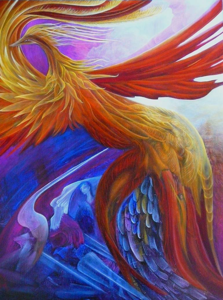 770x1035 Saatchi Art Phoenix Painting By Krista Augius - Phoenix Painting