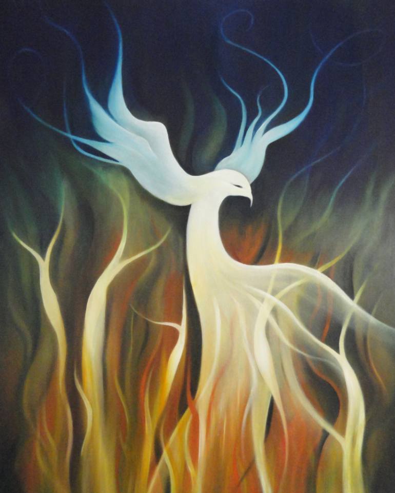 770x962 Saatchi Art White Phoenix Painting By Susan Cavaliere - Phoenix Painting