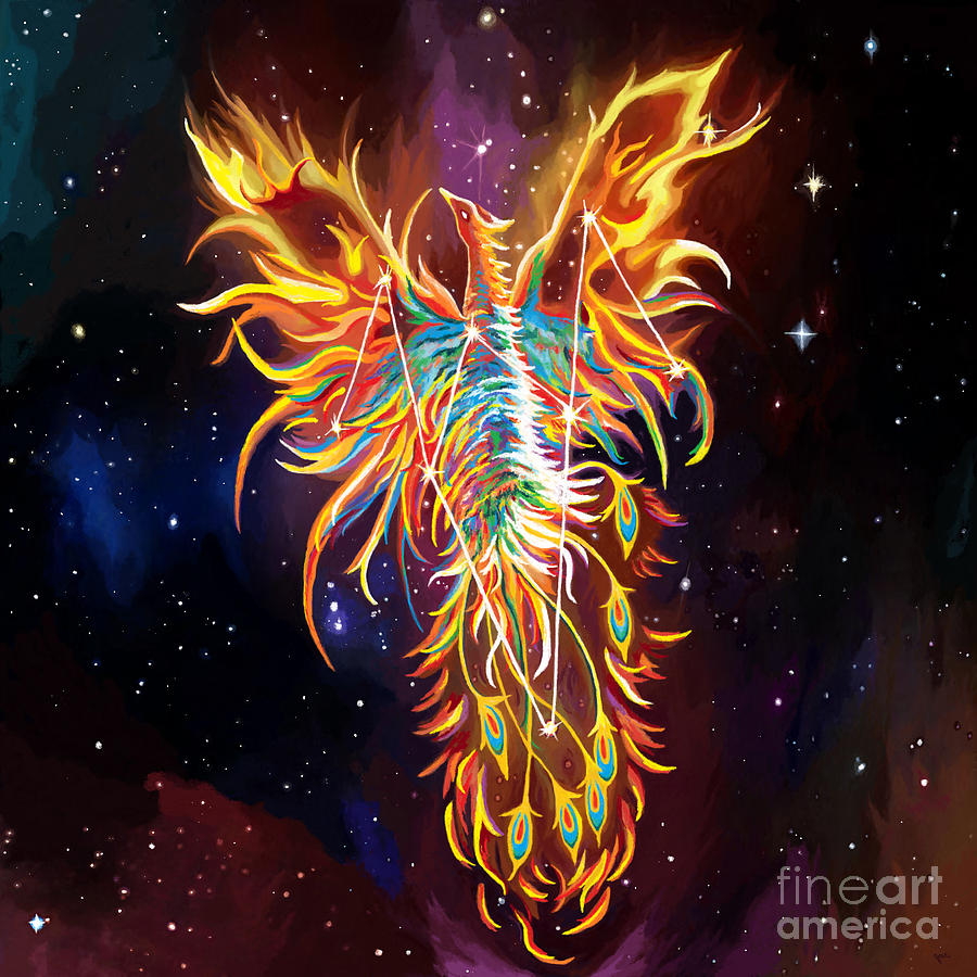 900x900 Phoenix Rising Constellation Painting By Jackie Case - Phoenix Rising Painting