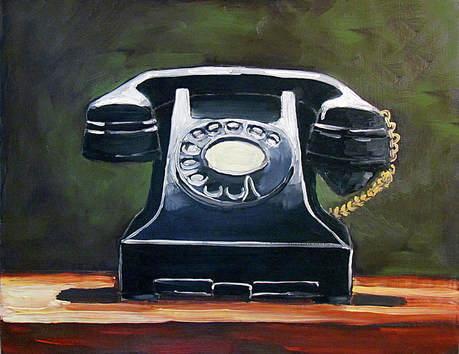 900x694 Old Vintage Phone Painting By Kevin Hughes - Phone Painting