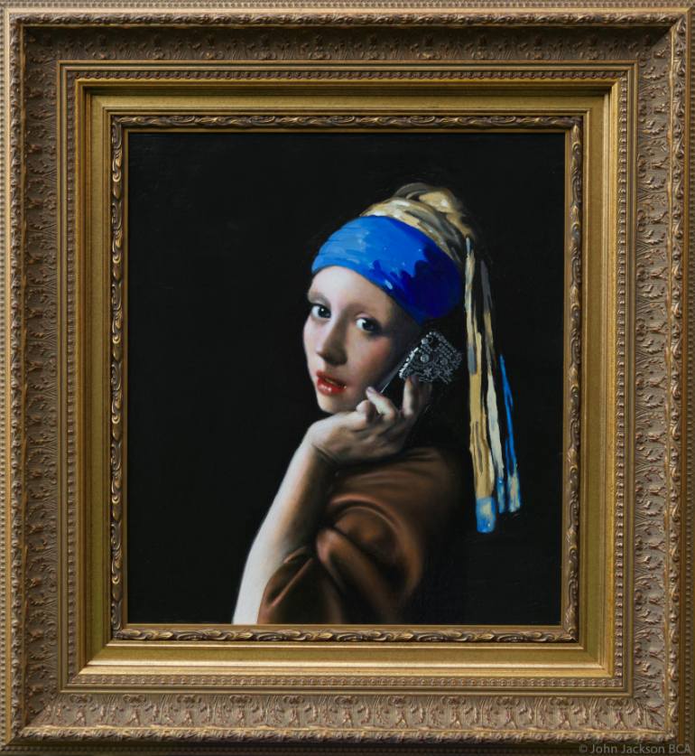 770x837 Saatchi Art Girl With A Pearl Cell Phone Case Painting By John - Phone Painting