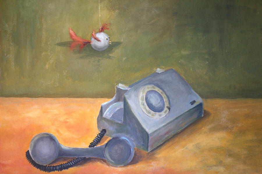 900x599 An Old Phone Painting By Asta Remeikiene - Phone Painting