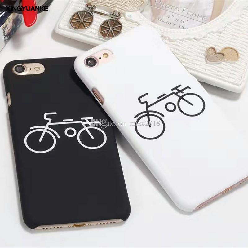 800x800 Cartoon Couples Bicycle Painting Hard Frosted Phone Case - Phone Painting