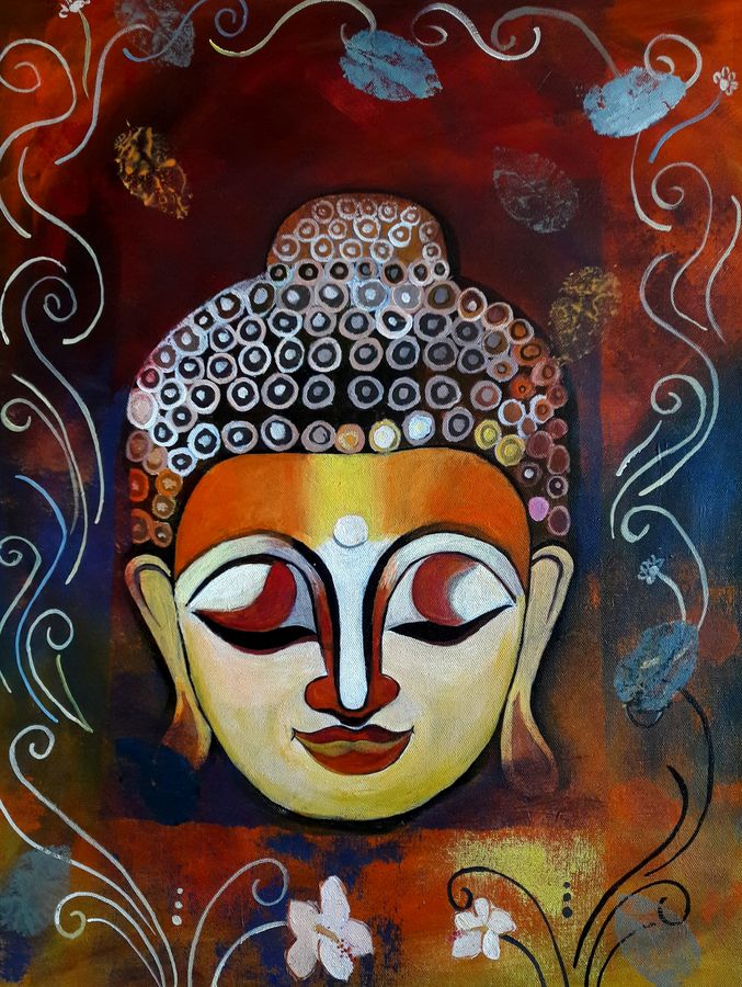 677x900 Abstract Buddha Painting By Artist Indhuja Raghavan - Photo Painting