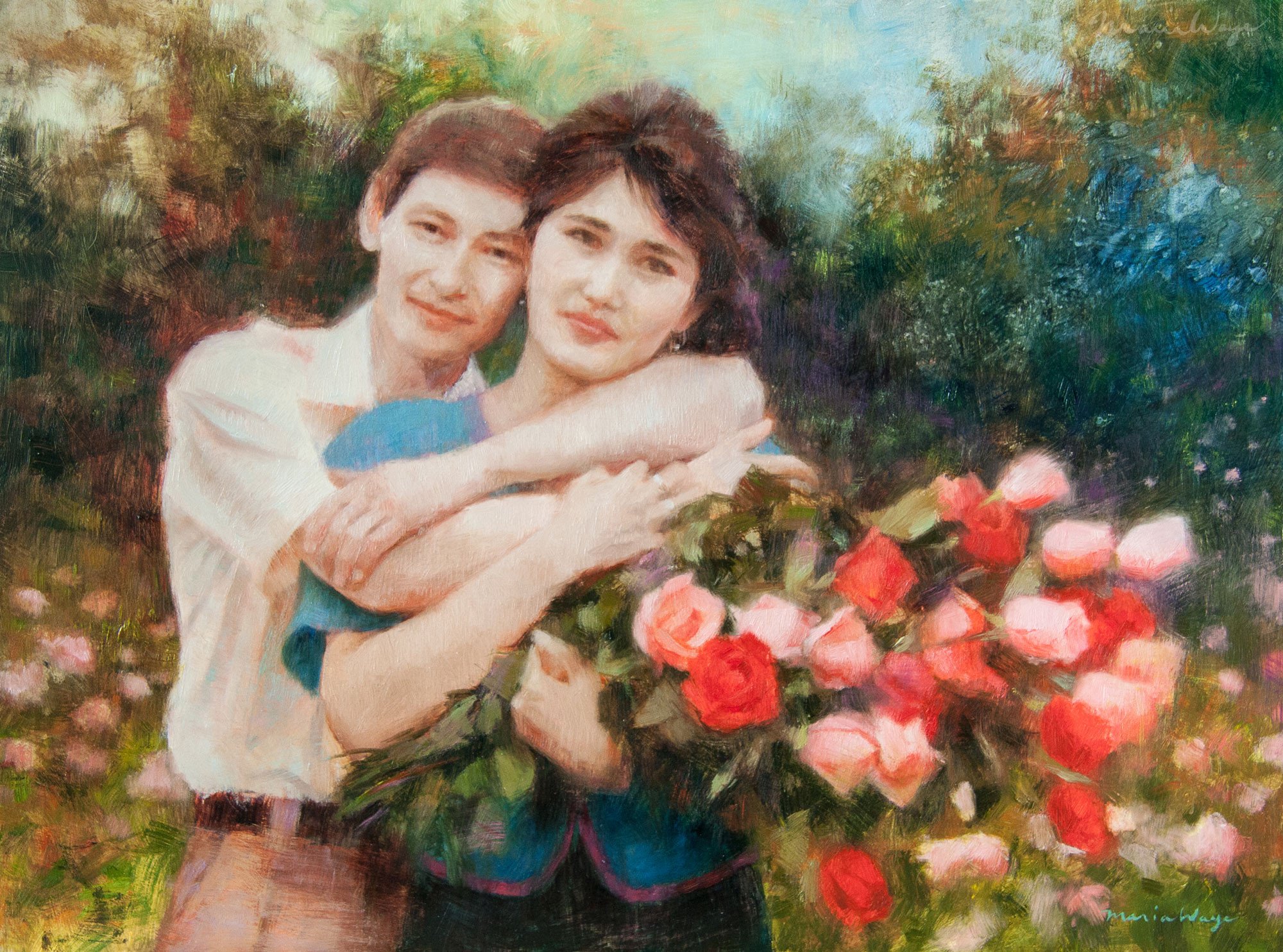 2000x1484 Custom Portrait Oil Painting 18x24 Two People Or Pets (45.72x60 - Photo To Oil Painting