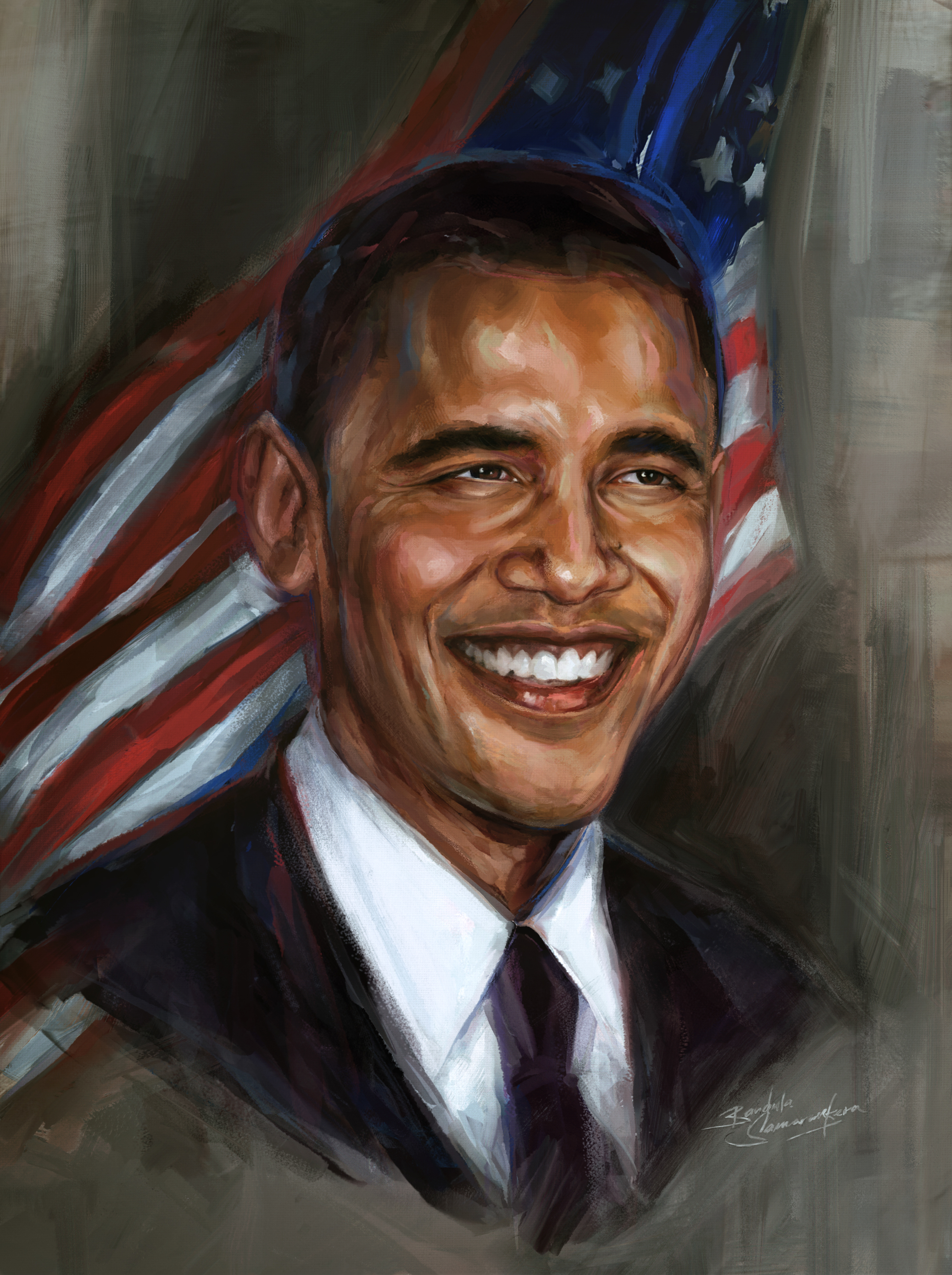 2075x2779 Photoshop Acrylic Painting Of President Obama Portrait On Behance - Photoshop Painting