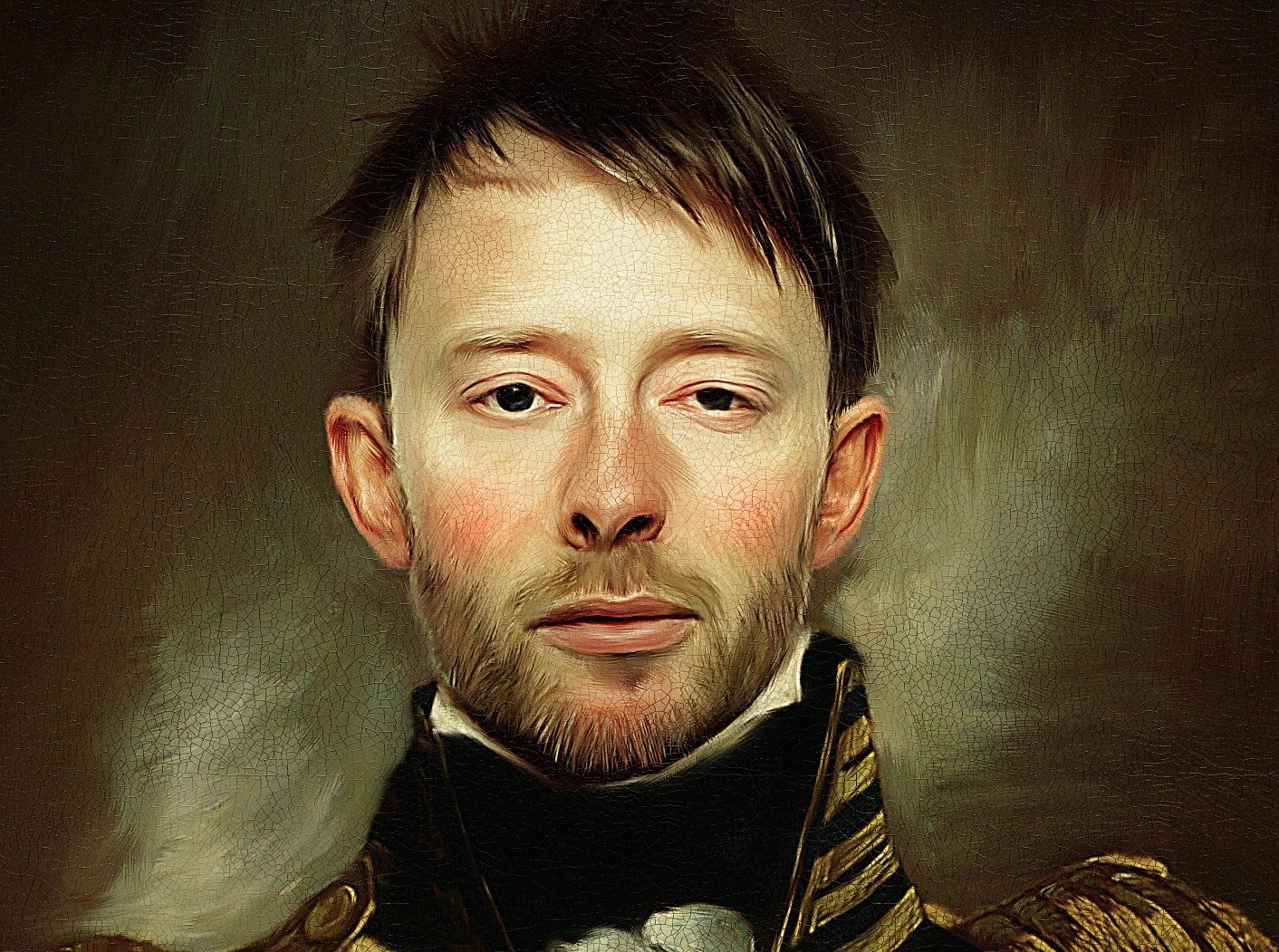 1412x1051 Thom Yorke Cracked Paint Effect Oil Painting Photoshop Videos - Photoshop Painting