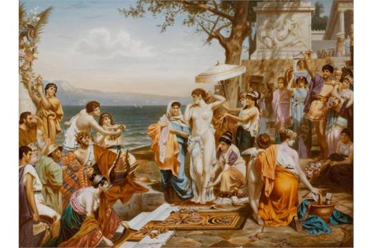 540x360 Porcelain Plaque - Phryne Painting