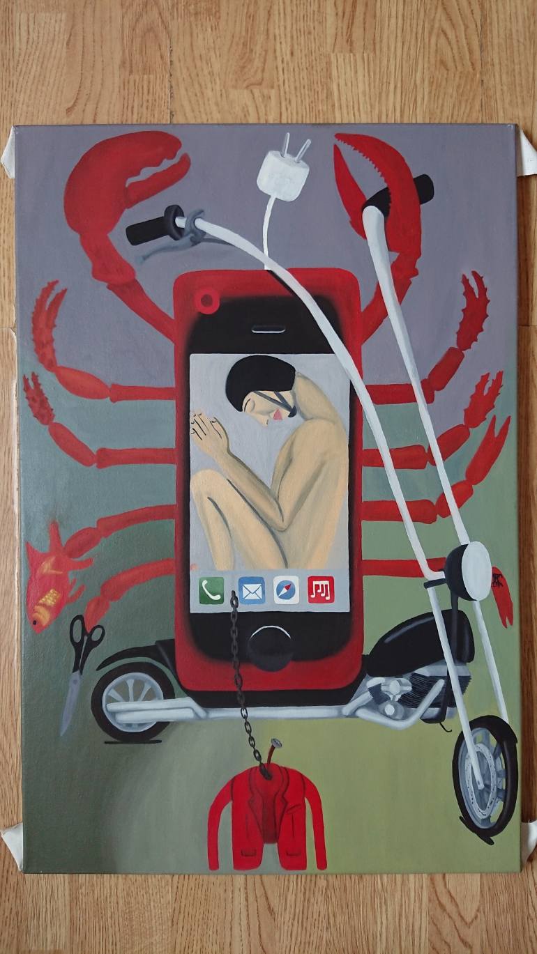 770x1369 Saatchi Art Phone Prison Painting By Emery Pi - Pi Painting