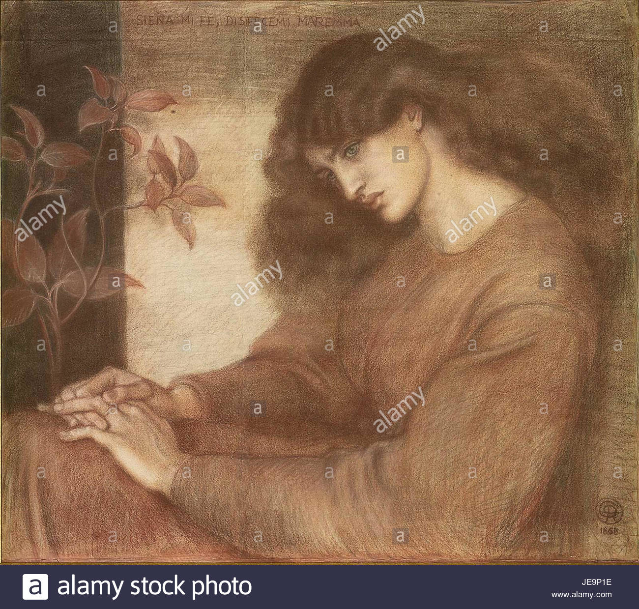 1300x1239 Dante Gabriel Rossetti - Pia De Tolomei Painting