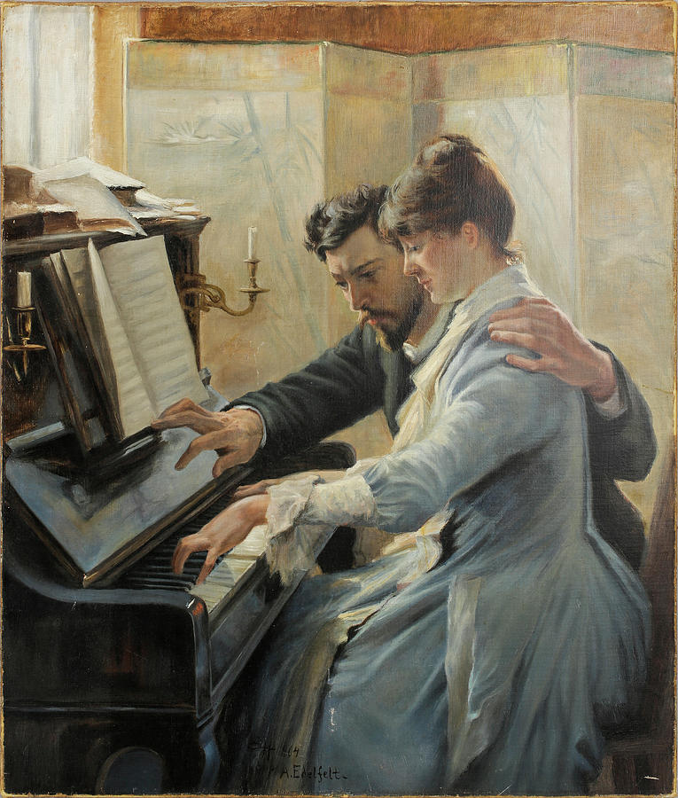 765x900 Piano Lesson Painting By Albert Edelfelt - Piano Lesson Painting