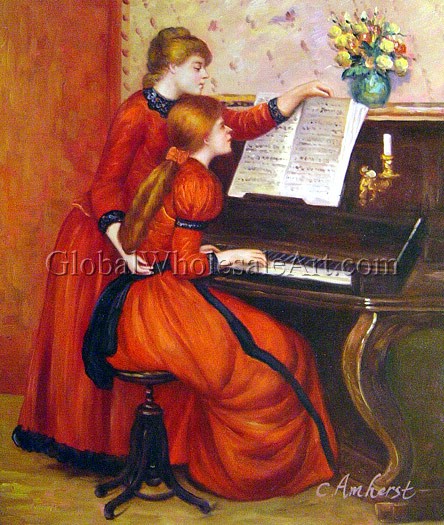 444x525 Pierre Auguste Renoir - Piano Lesson Painting