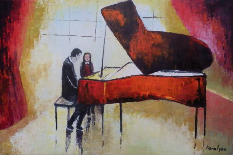 770x512 Saatchi Art Piano Lesson Painting By Maria Karalyos - Piano Lesson Painting