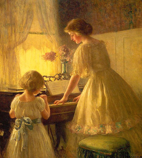 603x672 The Piano Lesson, 1895 - Piano Lesson Painting