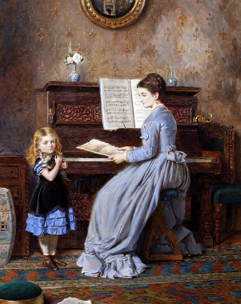 813x1024 The Piano Lesson Painting George Goodwin Kilburne Oil Paintings - Piano Lesson Painting