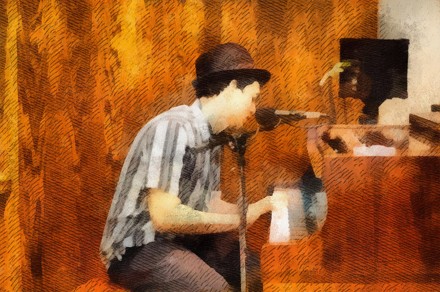 900x598 Piano Man Mixed Media By Chris Miller - Piano Man Painting