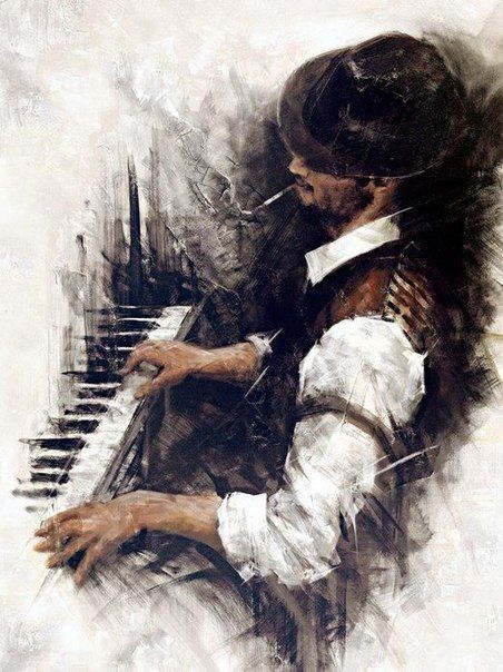 452x604 Labarre - Piano Man Painting
