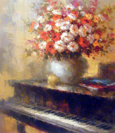 371x432 Various Artists West End Gallery Richmond, Va - Piano Oil Painting