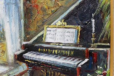 400x266 Baby Grand Piano Music Room Original Oil Painting Wall Art Work - Piano Oil Painting