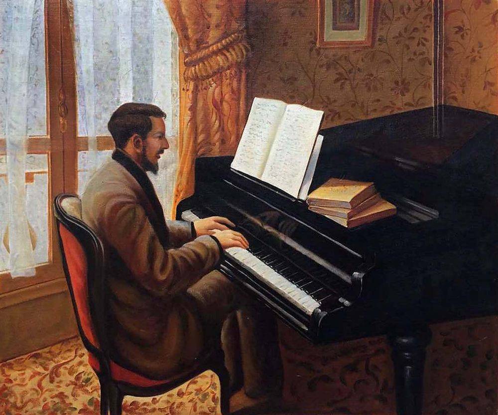 1000x833 Gustave Caillebotte, Young Man Playing The Piano - Piano Painting