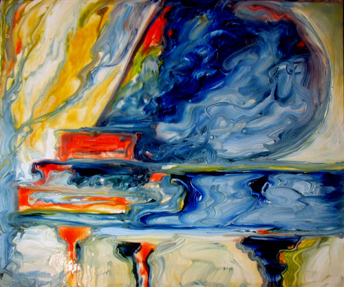 500x417 Painting Grand Piano Music Abstract (Original Art By Marcia - Piano Painting Abstract