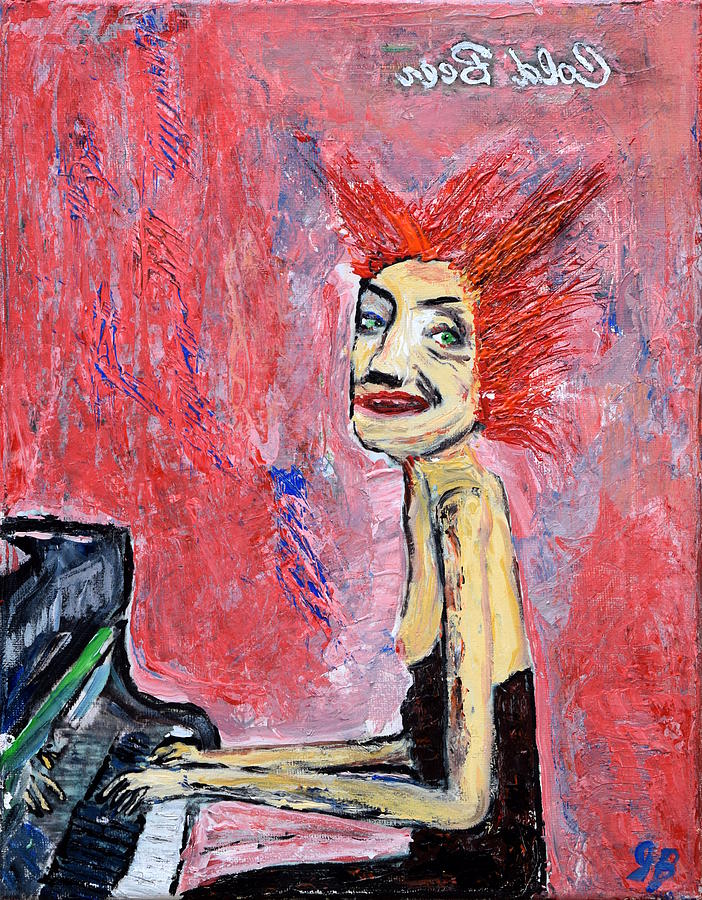 702x900 Piano Lady Painting By John Barney - Piano Painting Abstract