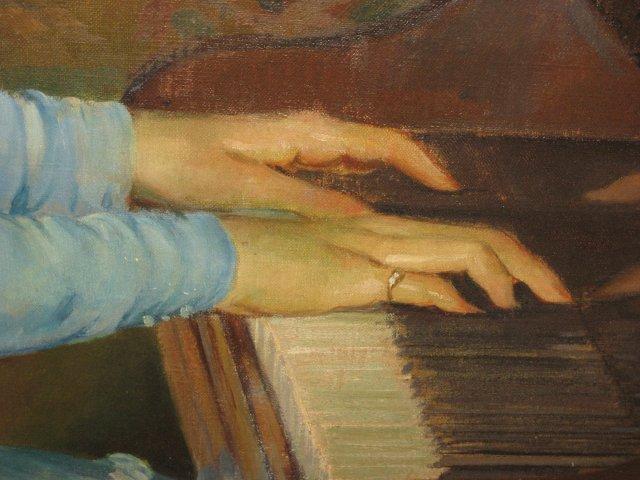 640x480 Painting Girl Playing Piano - Piano Player Painting
