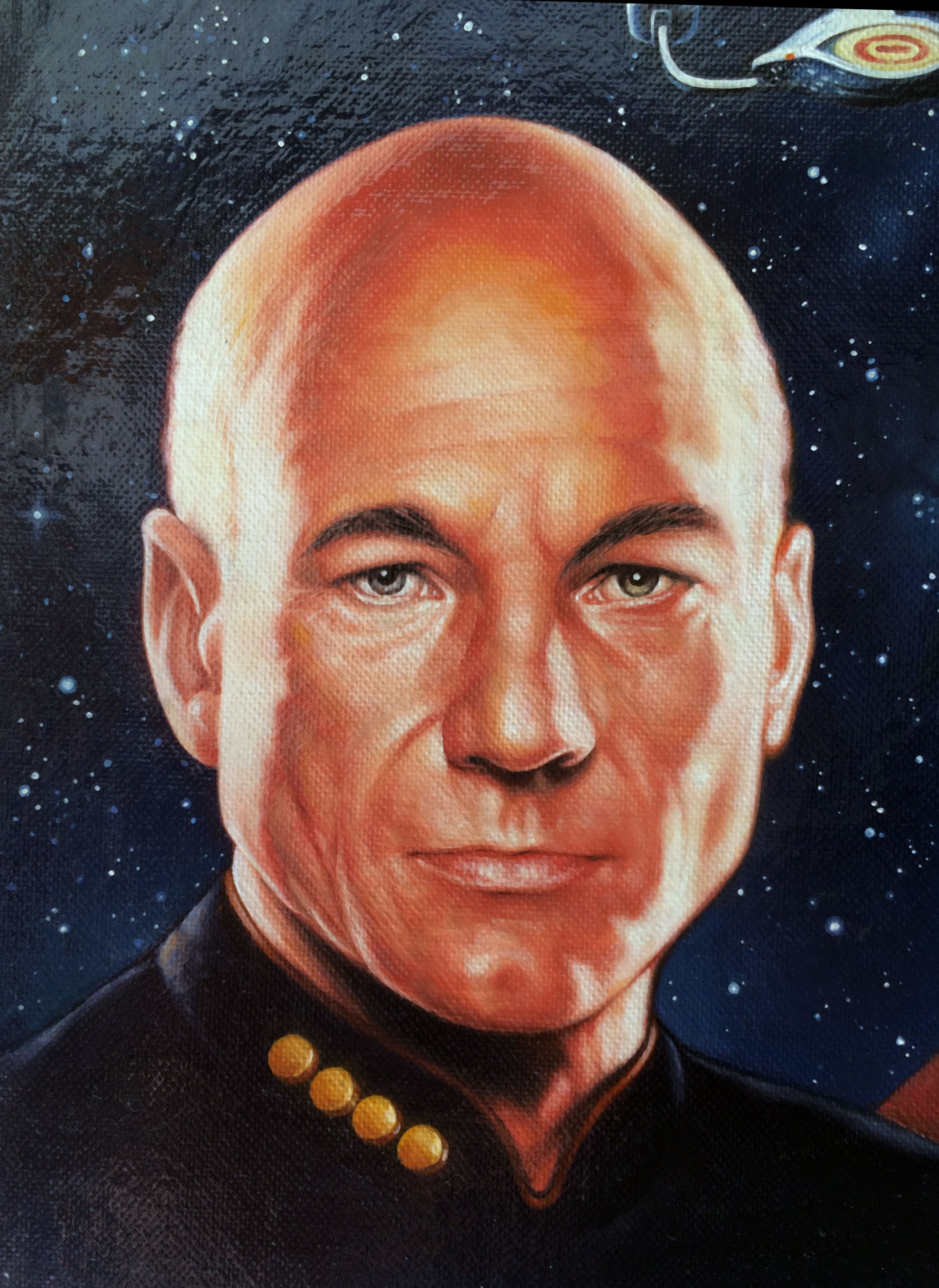 2320x3182 Star Trek Original Oil Painting The Art Of Roberto Campus - Picard Painting