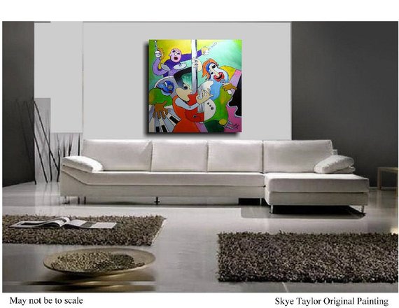 570x440 Made To Order Abstract Music Band Painting Picasso Like - Picasso Band Painting