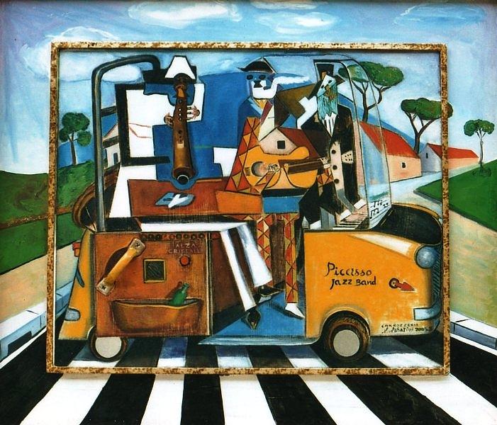 701x600 Picasso's Jazz Band Painting By Sandro Sabatini - Picasso Band Painting