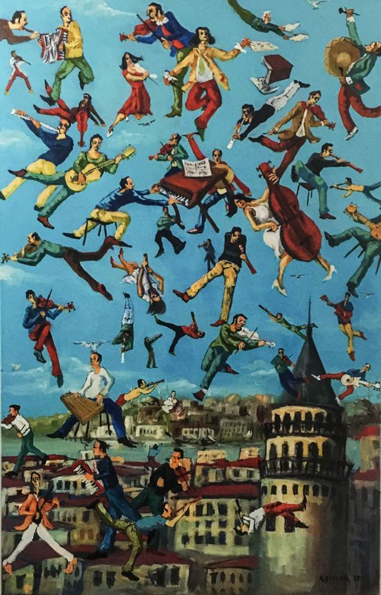 555x867 Orkestra, Boya Resim By Nadir Baylan Gallerymak - Picasso Band Painting