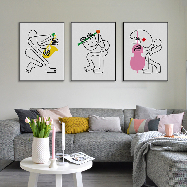 640x640 Abstract Bands Minimalist Canvas Print Poster Music Picasso - Picasso Band Painting