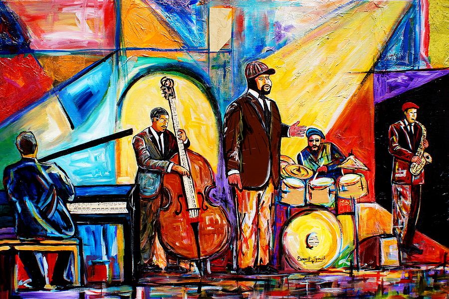 900x600 Gregory Porter And Band Painting By Everett Spruill - Picasso Band Painting