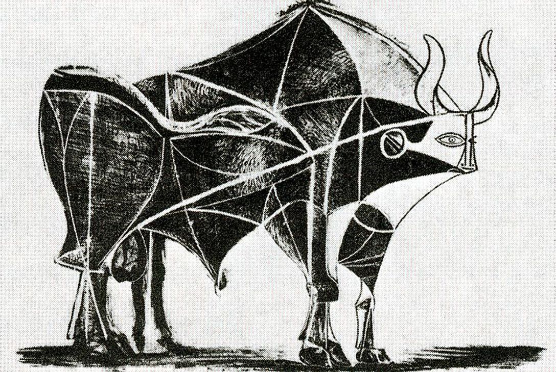 1088x729 Bull Art - Picasso Bull Painting