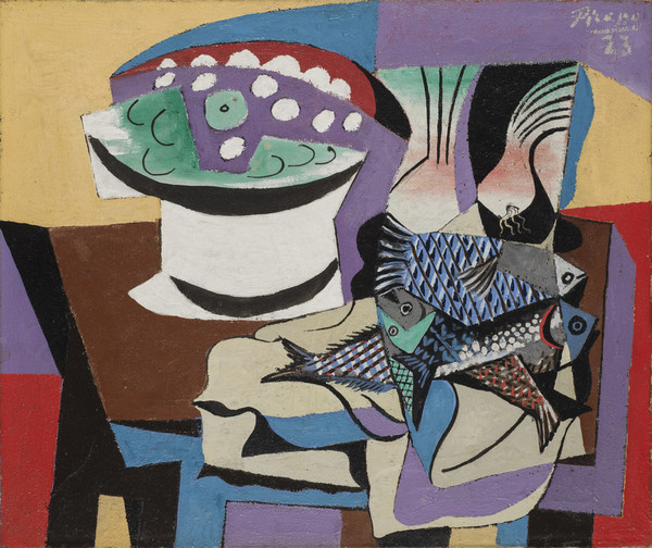 600x504 Pablo Picasso Still Life With Fish Wadsworth Atheneum Museum - Picasso Fish Painting