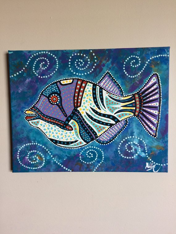 570x760 Fish Painting Original Hand Painted Canvas Fish Art Picasso - Picasso Fish Painting