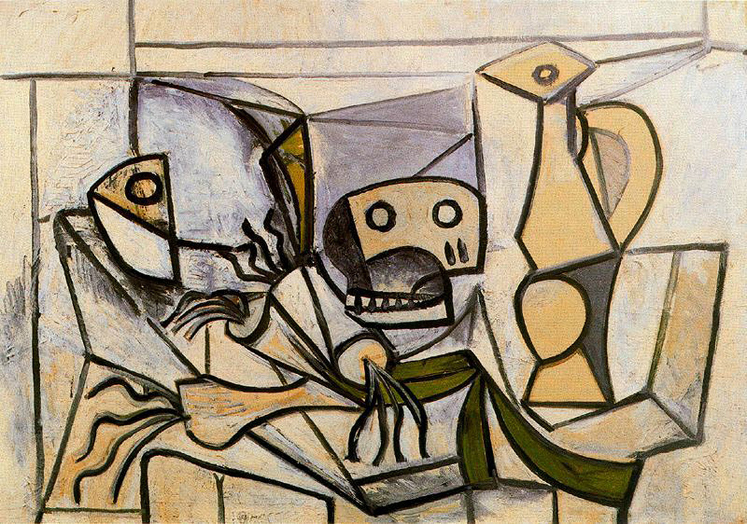 1088x764 Onion, Fish Head, Skull And Pitcher By Pablo Picasso History - Picasso Fish Painting