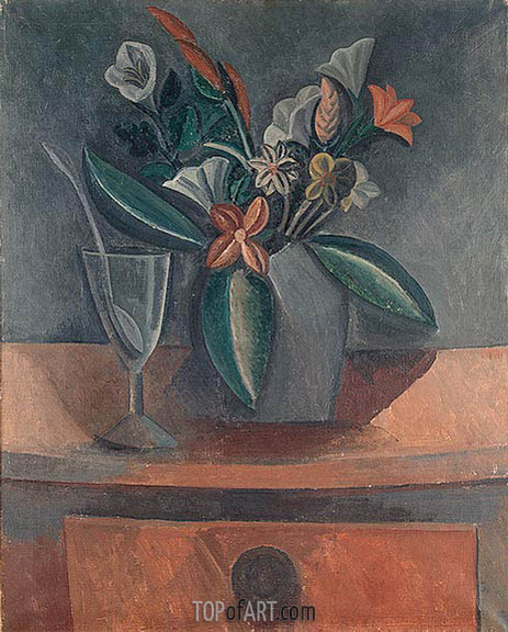 463x576 Flowers In A Grey Jar Picasso Painting Reproduction 3547 - Picasso Painting